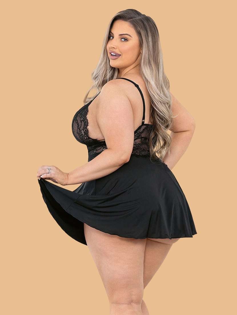 women self designed sleeveless lace babydoll - 22347026 -  Standard Image - 2