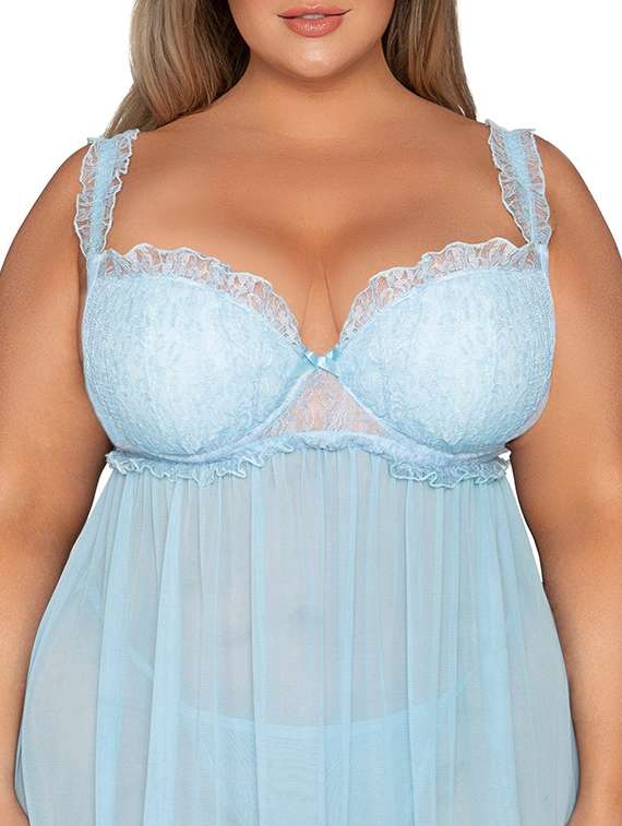 women self designed sleeveless lace babydoll - 22347068 -  Standard Image - 2