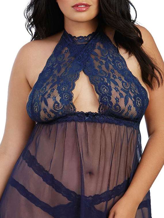 women self designed sleeveless lace babydoll - 22347074 -  Standard Image - 2