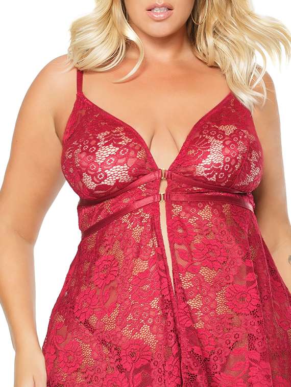 women self designed sleeveless lace babydoll - 22347080 -  Standard Image - 2