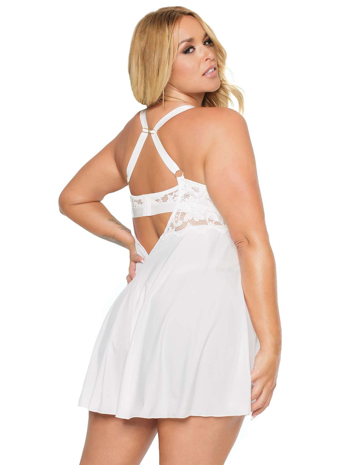 women self designed sleeveless lace babydoll - 22347086 -  Standard Image - 2