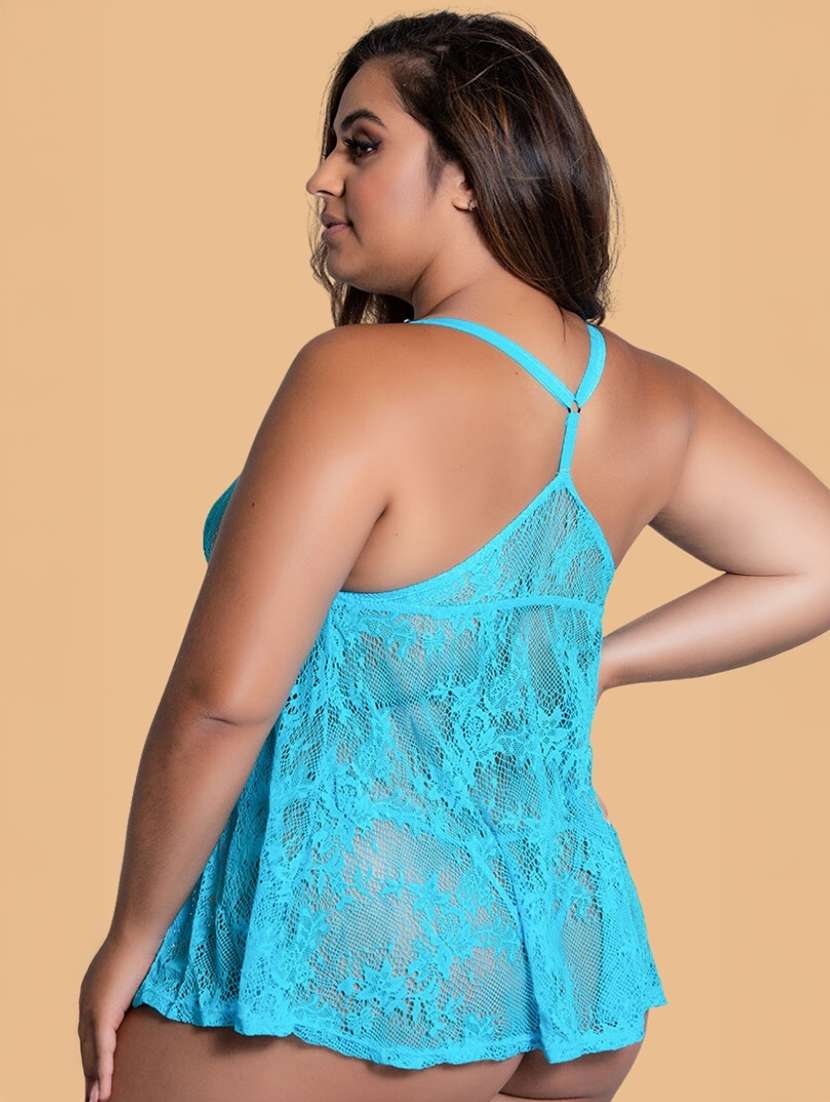 women self designed sleeveless lace babydoll - 22347092 -  Standard Image - 2