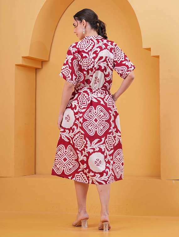 women printed short sleeve a-line dress - 22347105 -  Standard Image - 2