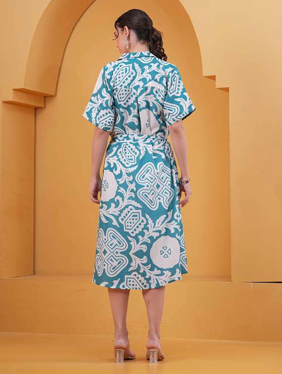 women printed short sleeve a-line dress - 22347106 -  Standard Image - 2