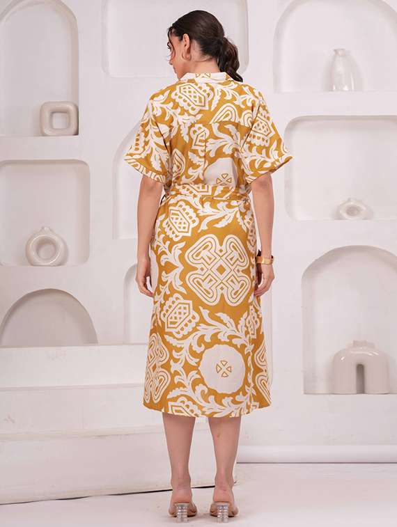 women printed short sleeve a-line dress - 22347107 -  Standard Image - 2