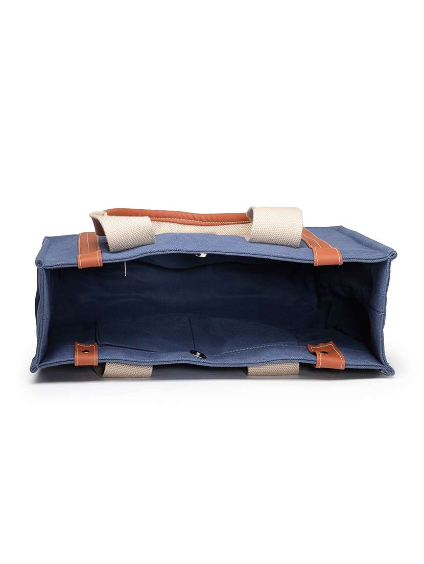 Women Solid Blue Canvas Handbag - 22347113 -  Standard Image - 2