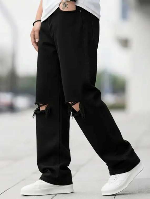 men mid rise slash knee straight jenas - 22347588 -  Standard Image - 2