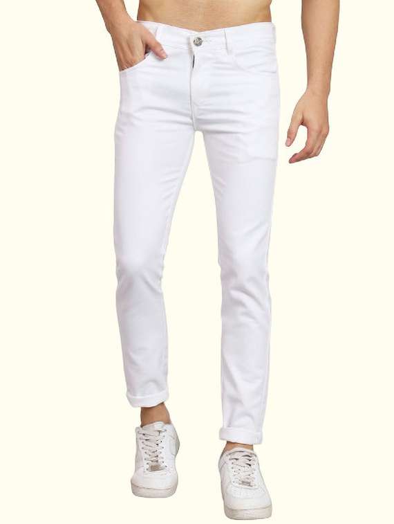 men solid mid rise slim fit jean