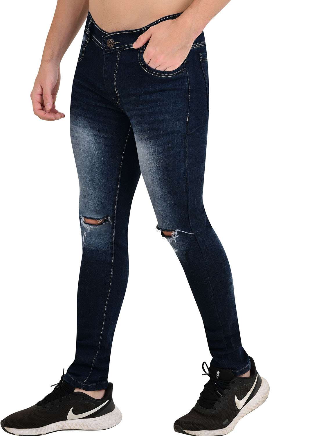 men slash knee mid rise skinny fit jean - 22347732 -  Standard Image - 2