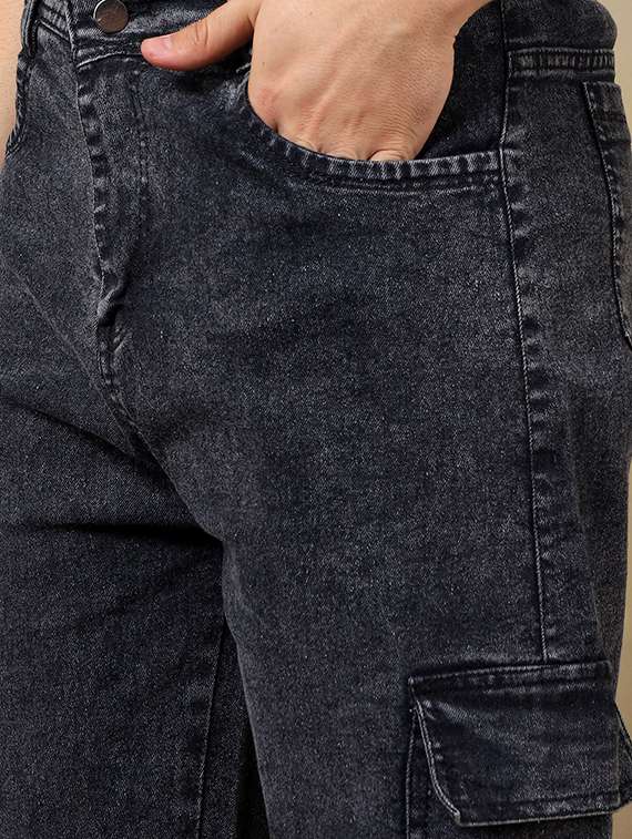 men solid mid rise denim cargo - 22348254 -  Standard Image - 2