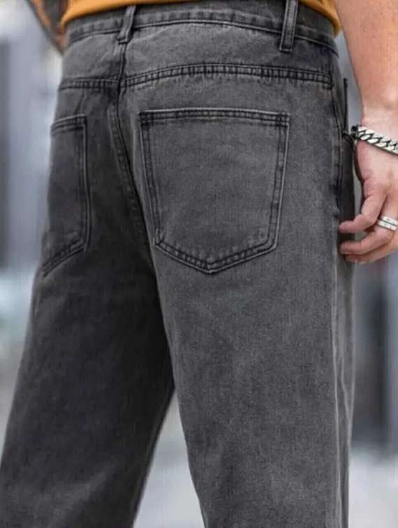 men washed mid rise baggy jeans - 22348418 -  Standard Image - 2