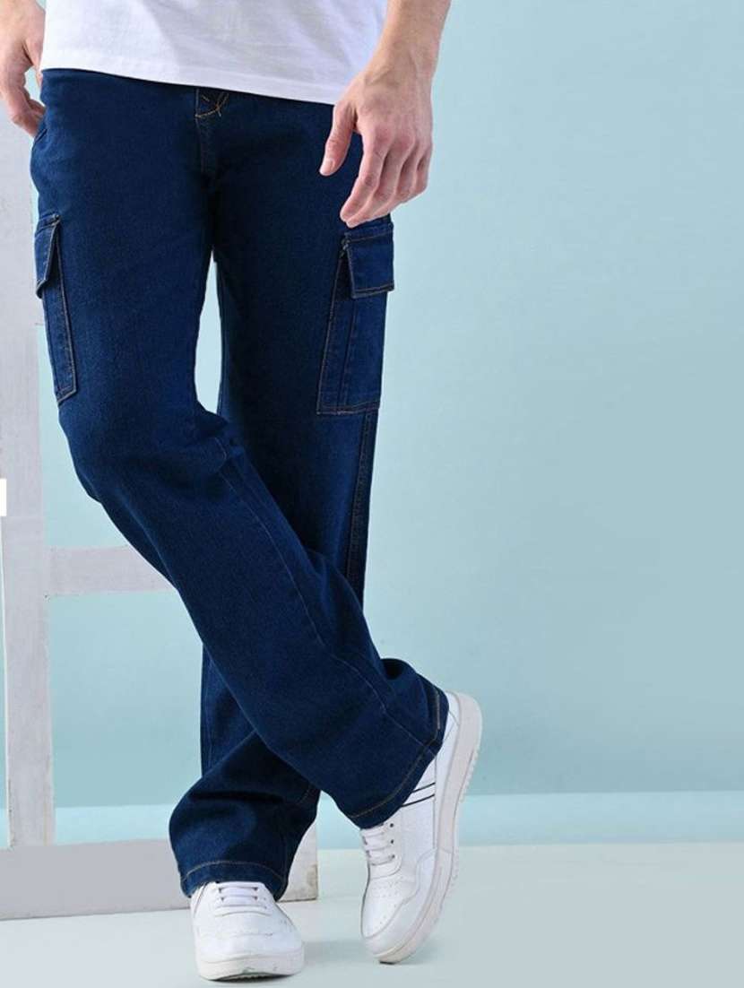 blue denim baggy jeans with pockets