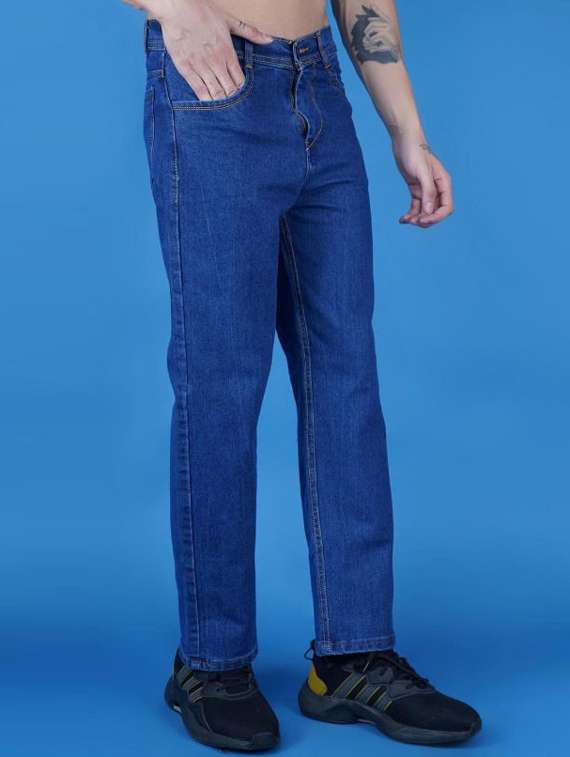 men solid mid rise straight fit jeans 