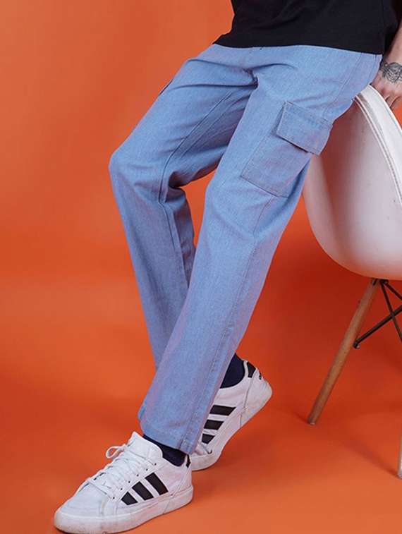 men solid mid rise cargo - 22348810 -  Standard Image - 2