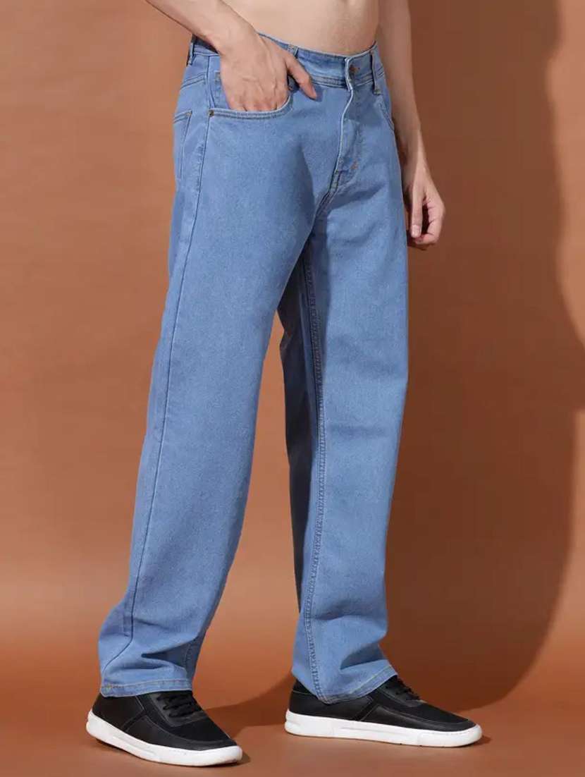 men solid mid rise relaxed fit jeans 