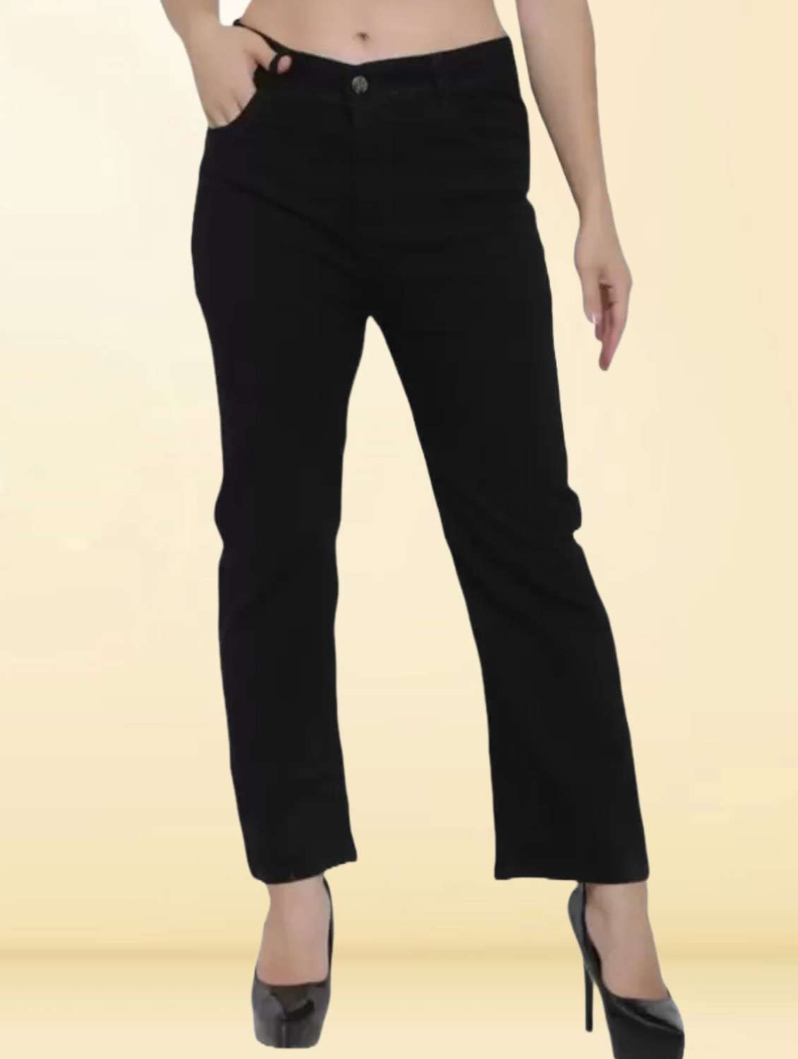 women solid mid rise straight jeans