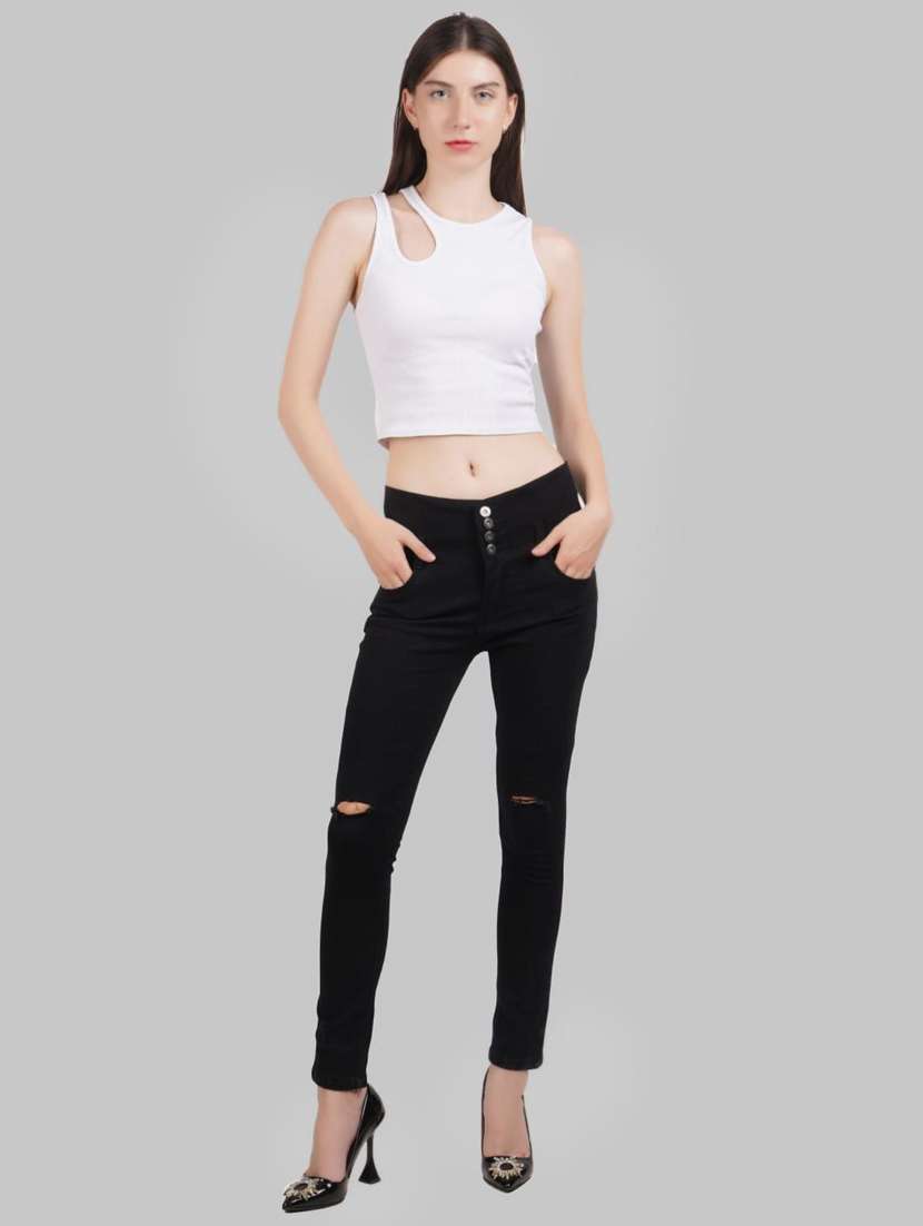 women slash knee mid rise slim fit jeans - 22351174 -  Standard Image - 2