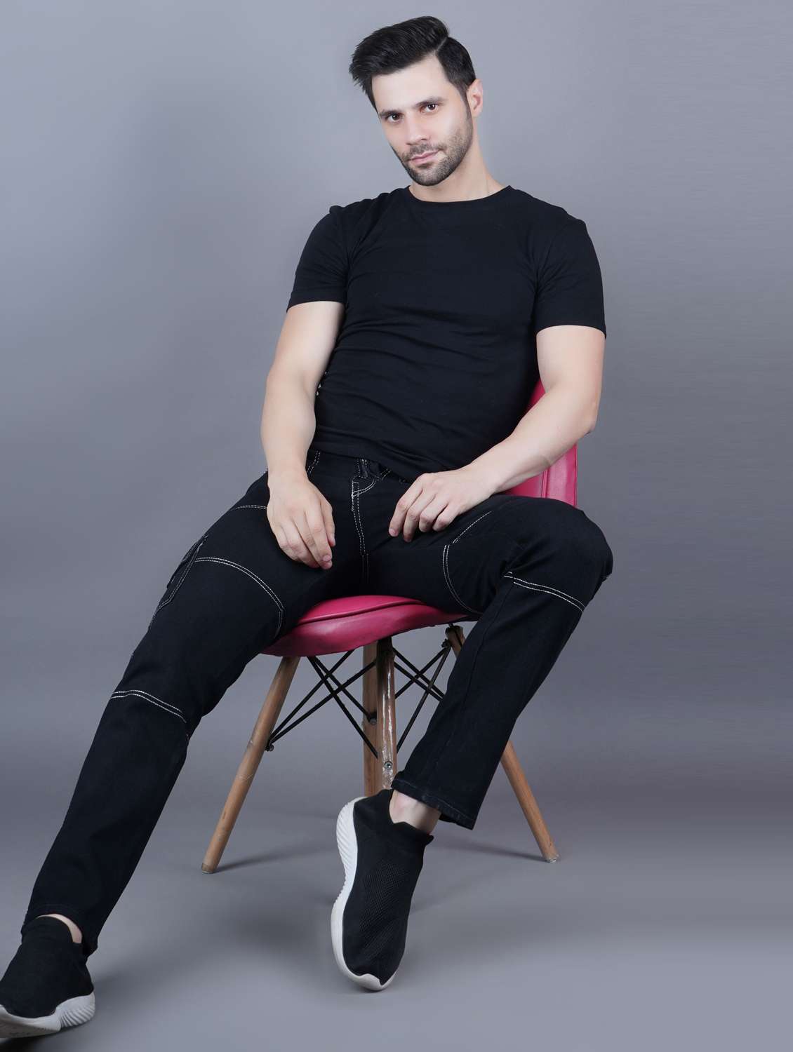 men solid mid rise denim cargo - 22352149 -  Standard Image - 2