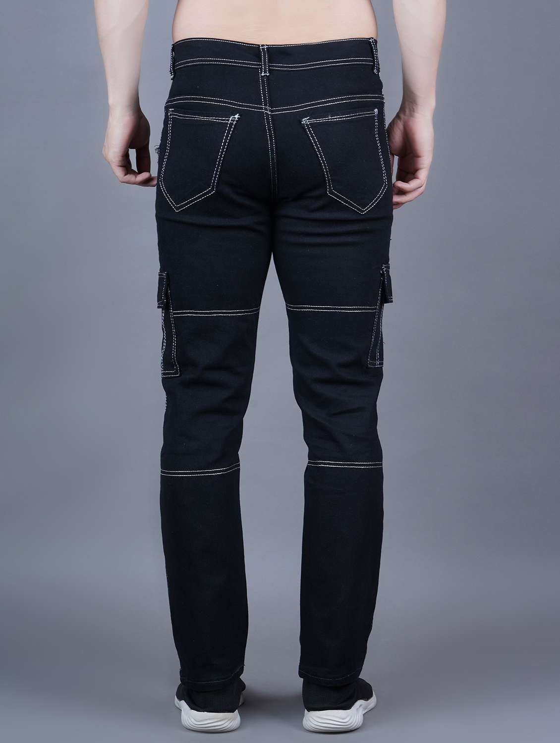 men solid mid rise denim cargo - 22352149 -  Standard Image - 2