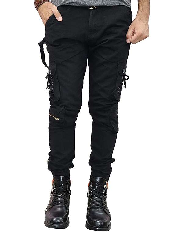 men solid mid rise denim cargo - 22352239 -  Standard Image - 2