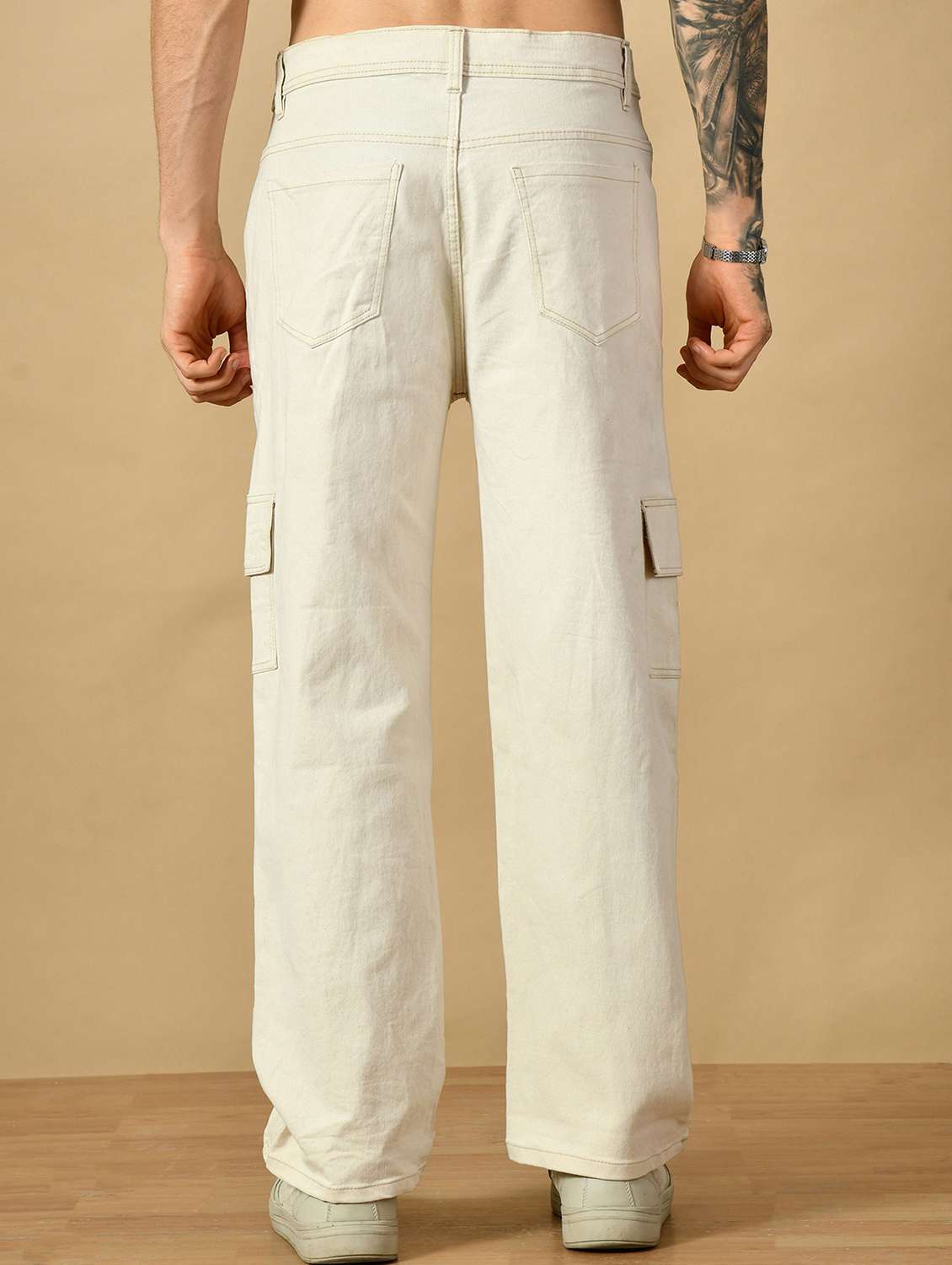 Men Solid Mid Rise Denim Cargo - 22352377 -  Standard Image - 2