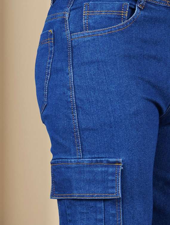 men solid mid rise denim cargo - 22352392 -  Standard Image - 2