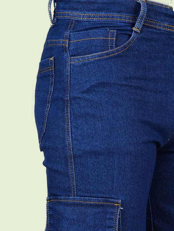 men solid mid rise denim cargo - 22352409 -  Standard Image - 2