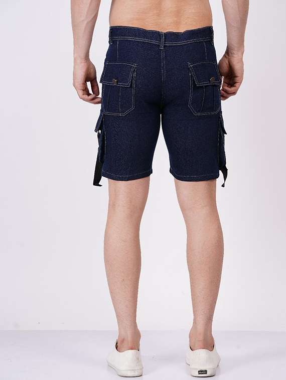 men solid mid rise denim cargo shorts - 22352841 -  Standard Image - 2