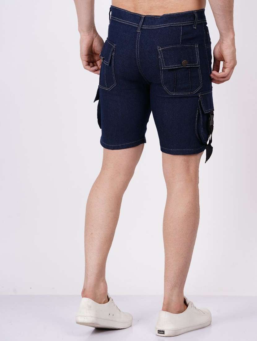 men solid mid rise denim cargo shorts - 22352886 -  Standard Image - 2