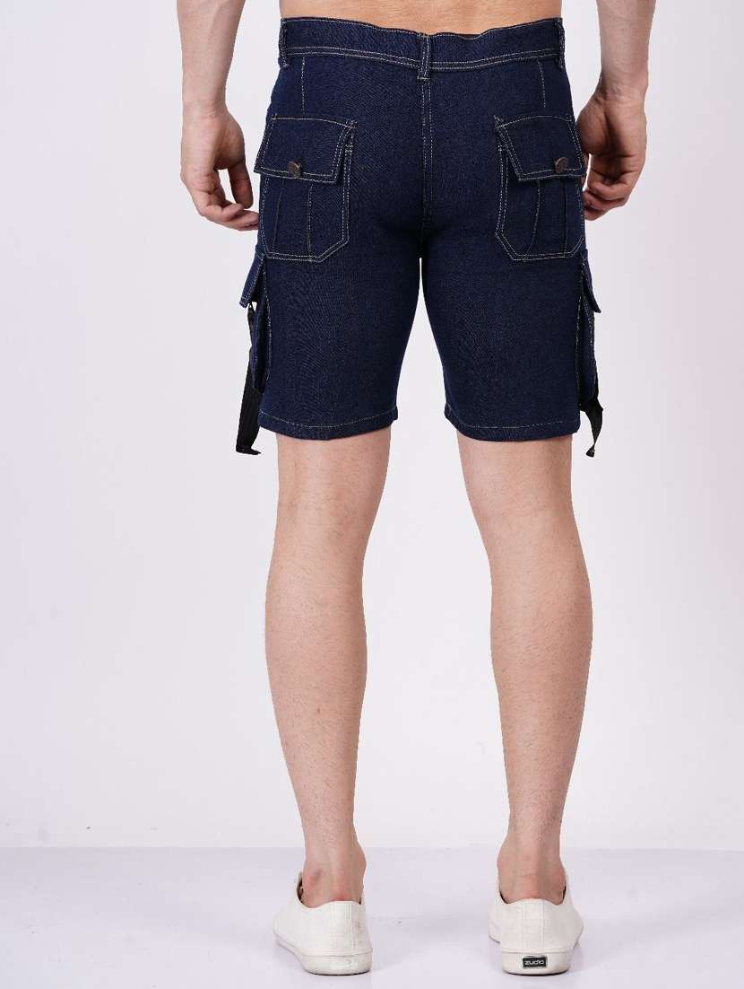 men solid mid rise denim cargo shorts - 22352900 -  Standard Image - 2