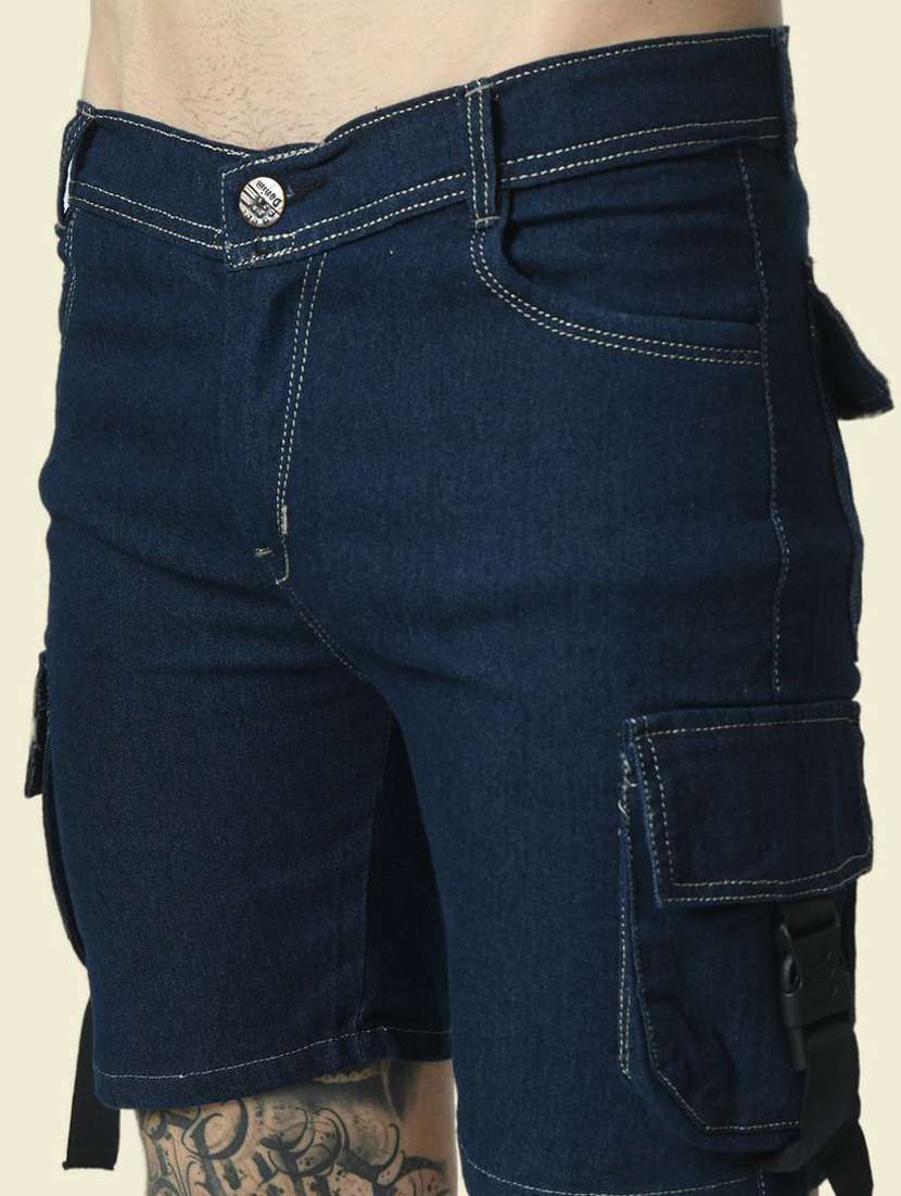 men solid mid rise denim cargo shorts - 22352902 -  Standard Image - 2