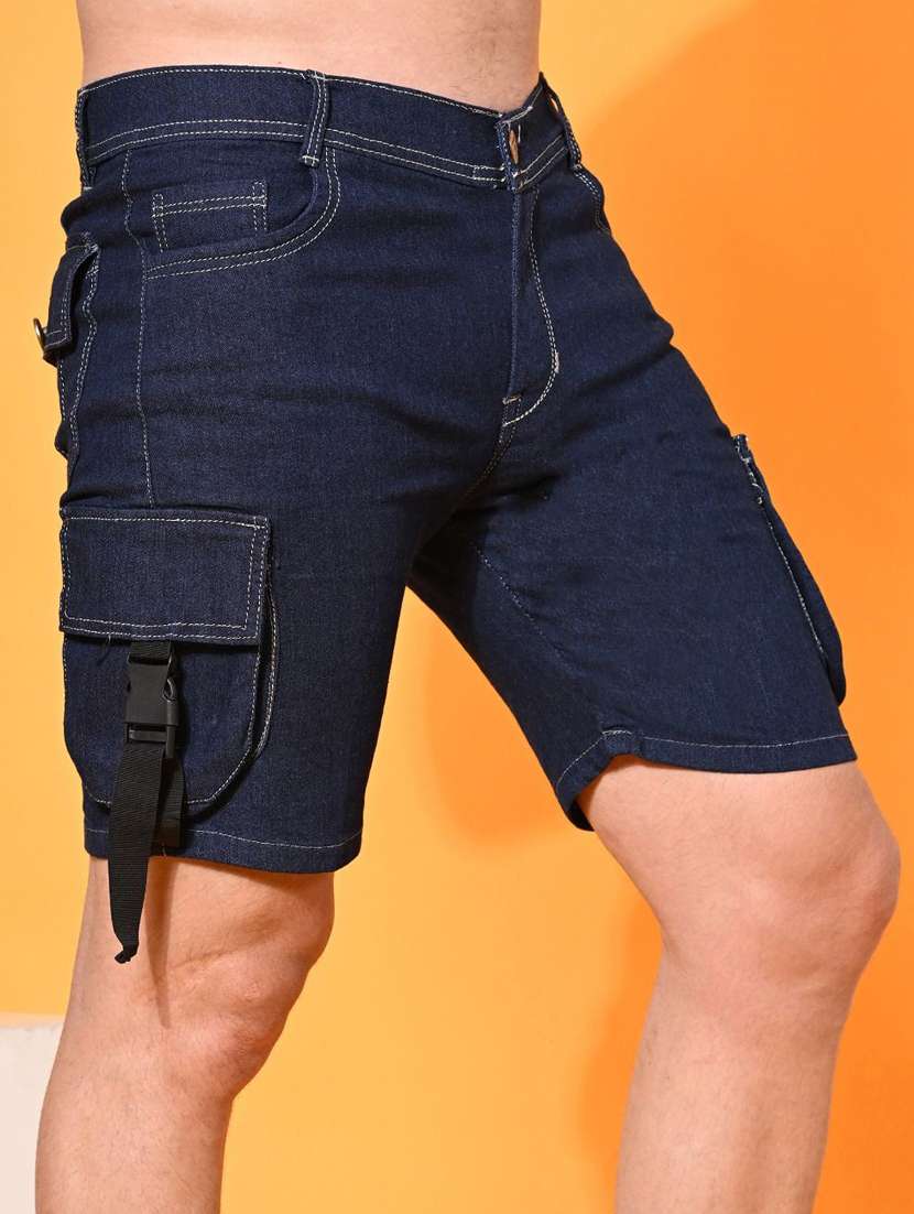 men solid mid rise denim cargo shorts - 22352944 -  Standard Image - 2