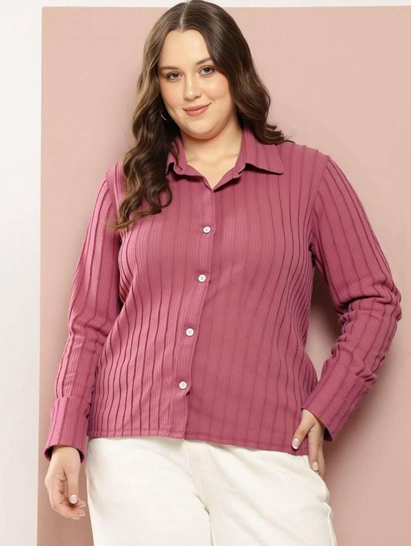 women self designed collared long sleeve shirt