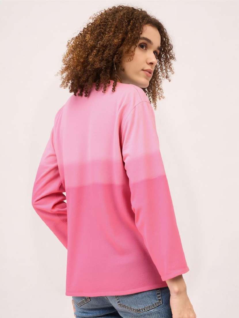 women ombre print mandarin collar long sleeve shirt - 22353092 -  Standard Image - 2