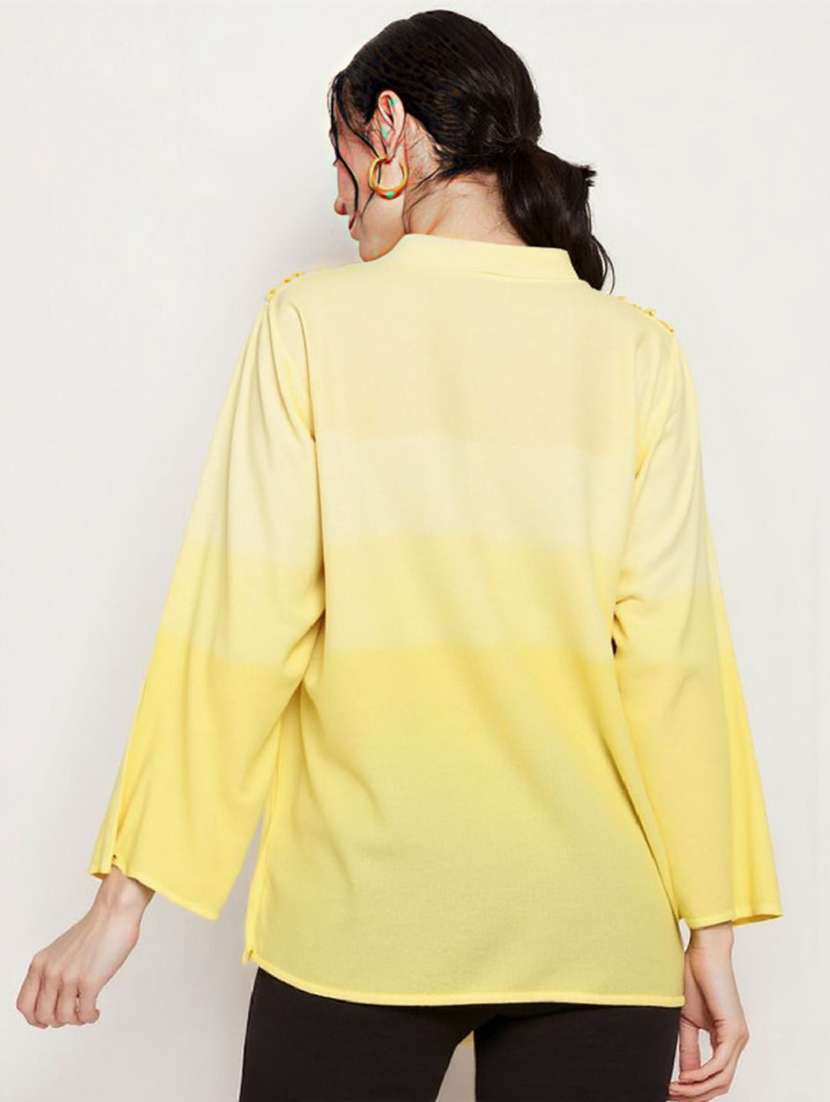 women ombre print mandarin collar long sleeve shirt - 22353095 -  Standard Image - 2