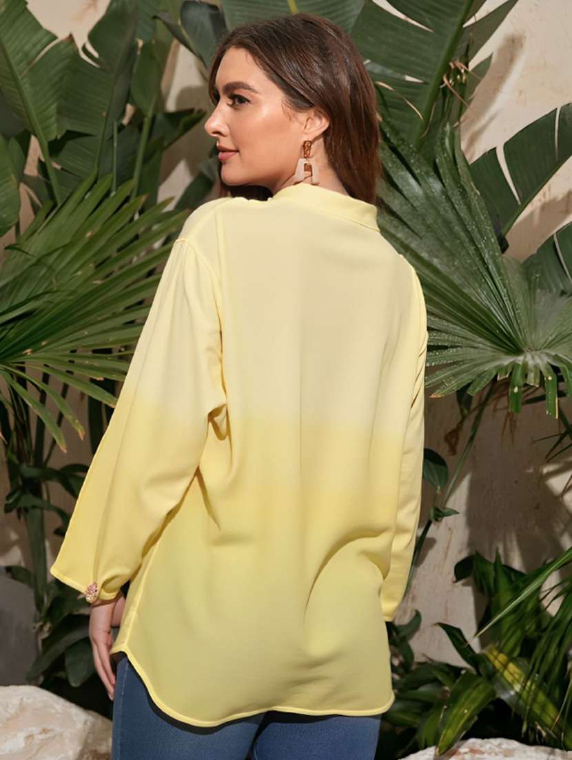 women ombre print mandarin collar long sleeve shirt - 22353100 -  Standard Image - 2