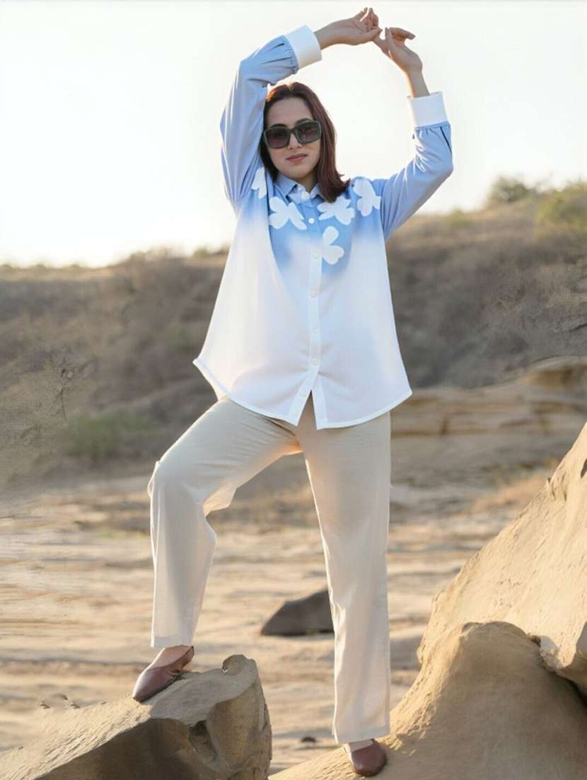 women printed collared long sleeve shirt - 22353129 -  Standard Image - 2