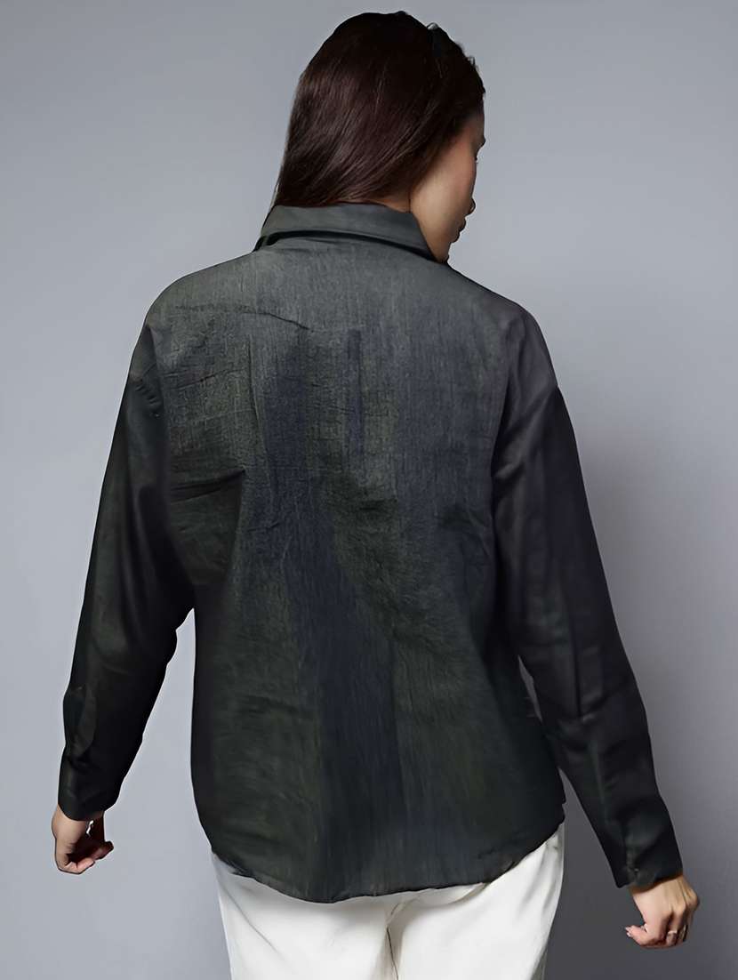 women solid collared long sleeve shirt - 22353193 -  Standard Image - 2