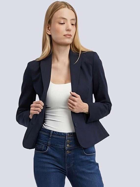women solid long sleeve single breasted blazer - 22353343 -  Standard Image - 2