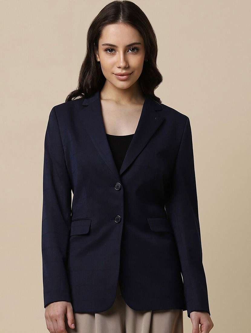 women solid long sleeve single breasted blazer