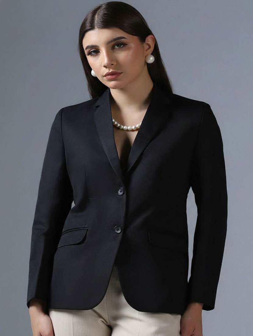women solid long sleeve single breasted blazer