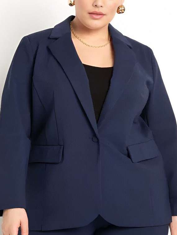 women solid long sleeve single breasted blazer - 22353371 -  Standard Image - 2