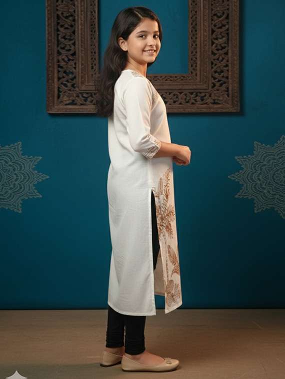 women printed three quarter sleeve straight kurta - 22353378 -  Standard Image - 2