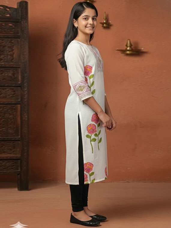women printed three quarter sleeve staright kurta - 22353387 -  Standard Image - 2