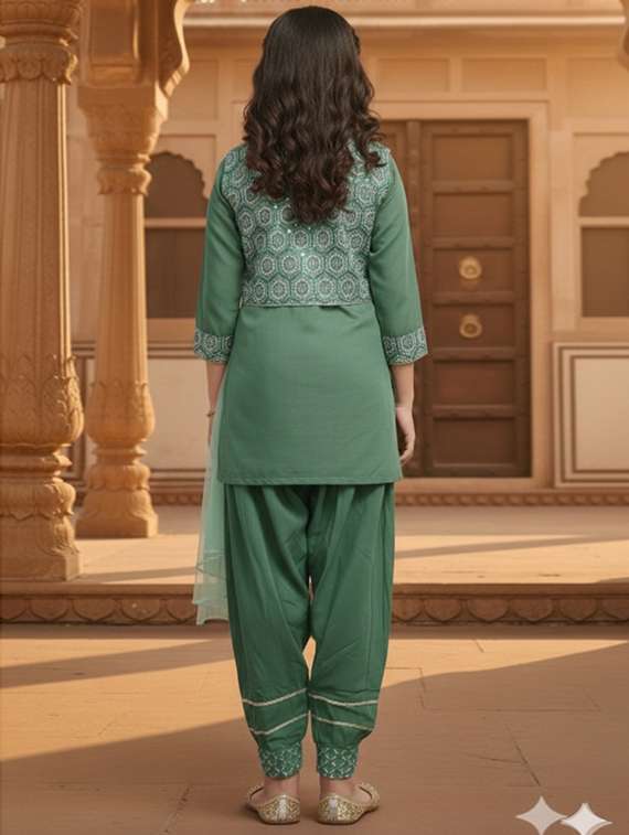 women embellished kurta and salwar set with dupatta - 22353406 -  Standard Image - 2