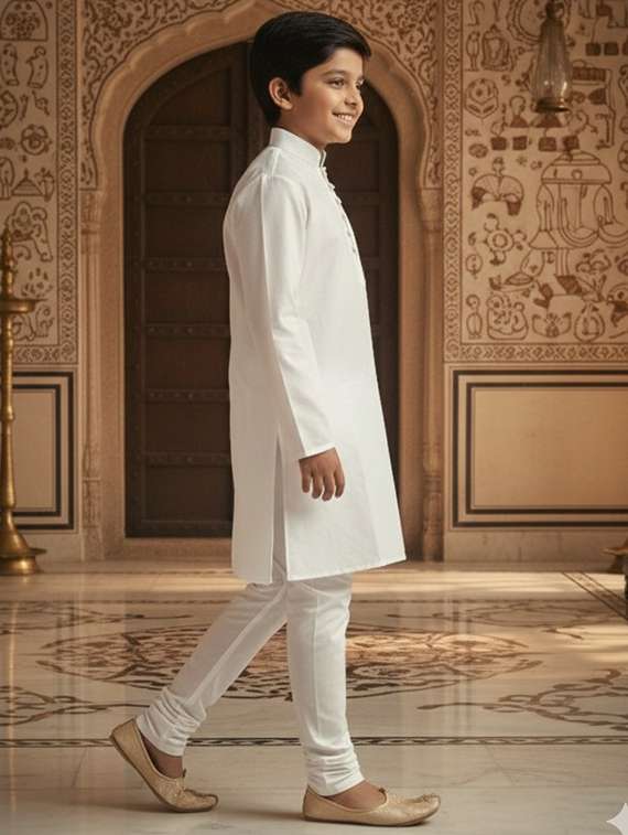 boys embroidered mandarin neck kurta set - 22353408 -  Standard Image - 2