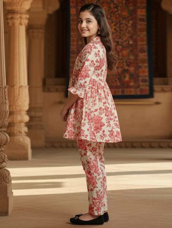 girls printed top & palazzo co-ord set - 22353412 -  Standard Image - 2