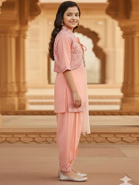 girls embelished kurta and salwar set with dupatta - 22353426 -  Standard Image - 2