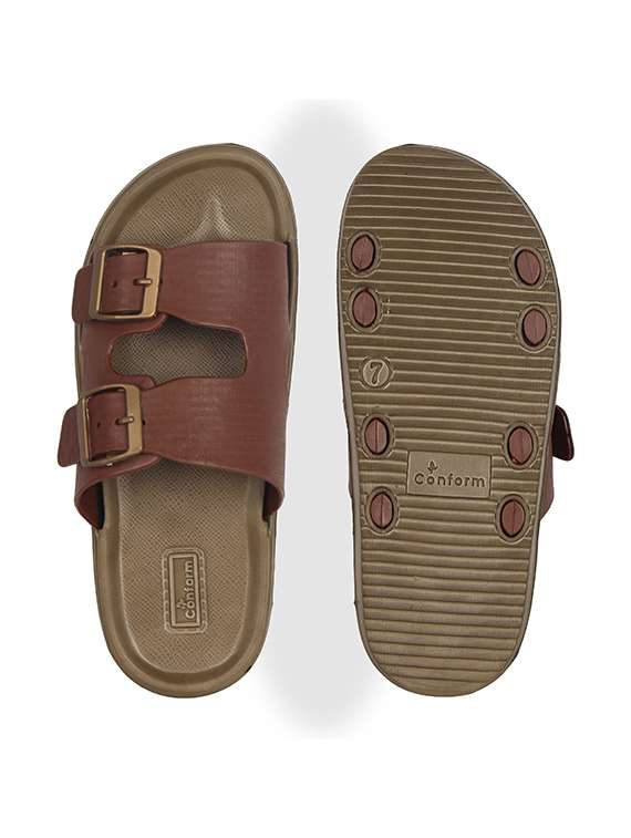 men brown slip on sandal - 22353435 -  Standard Image - 2