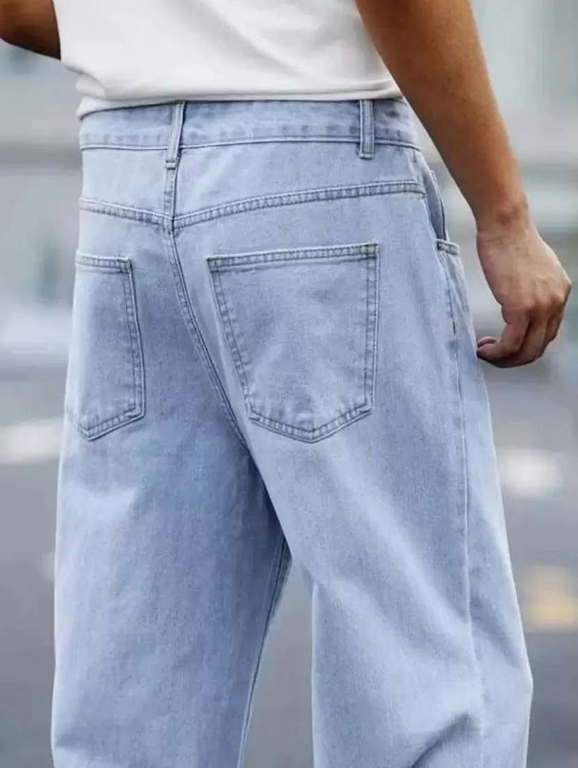 Men Plain Mid Rise Full Length Jeans - 22353528 -  Standard Image - 2